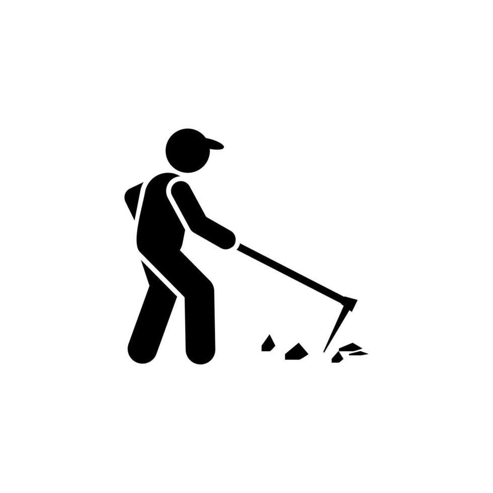 Agriculture, farmer, hoe, worker vector icon