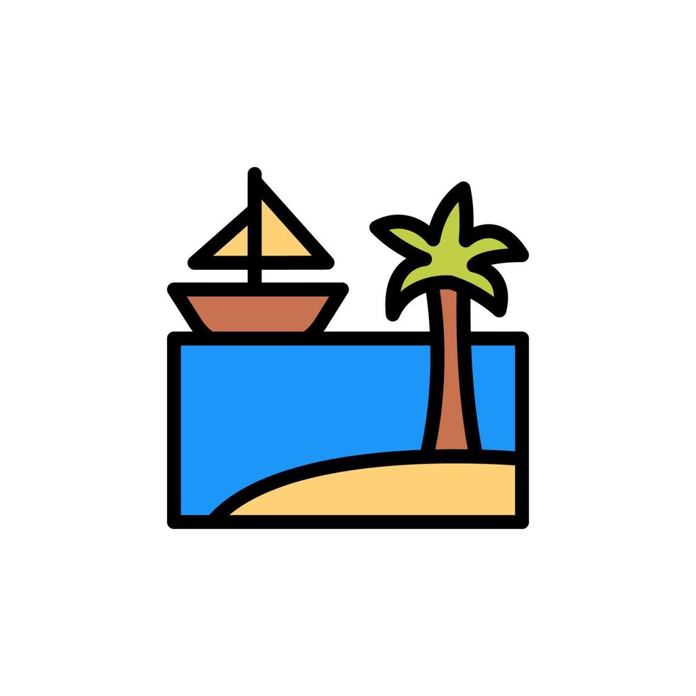 Rock, ocean, island vector icon
