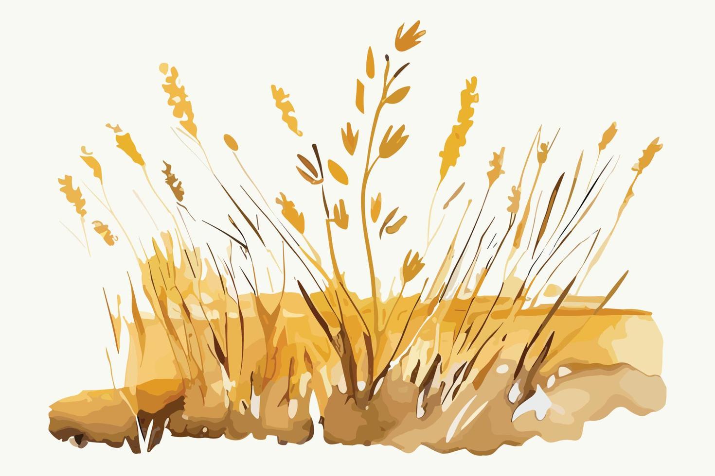 watercolor golden fields with crops illustration design vector