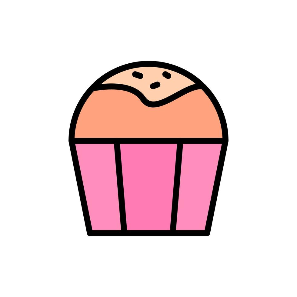 Cupcake cake outline color vector icon