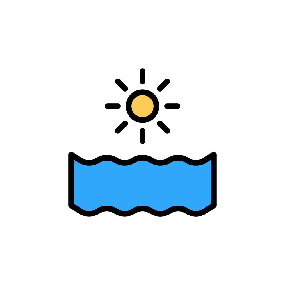 Sun, ocean vector icon