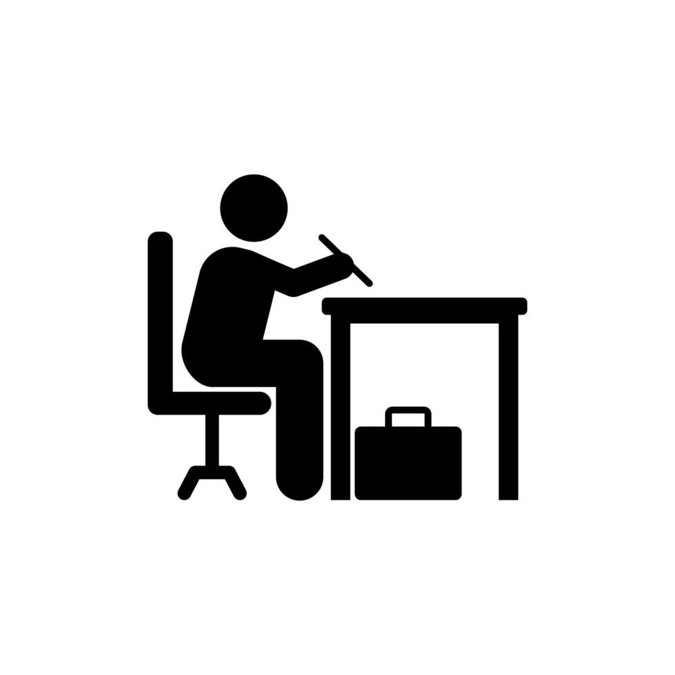 Businessman write office document vector icon