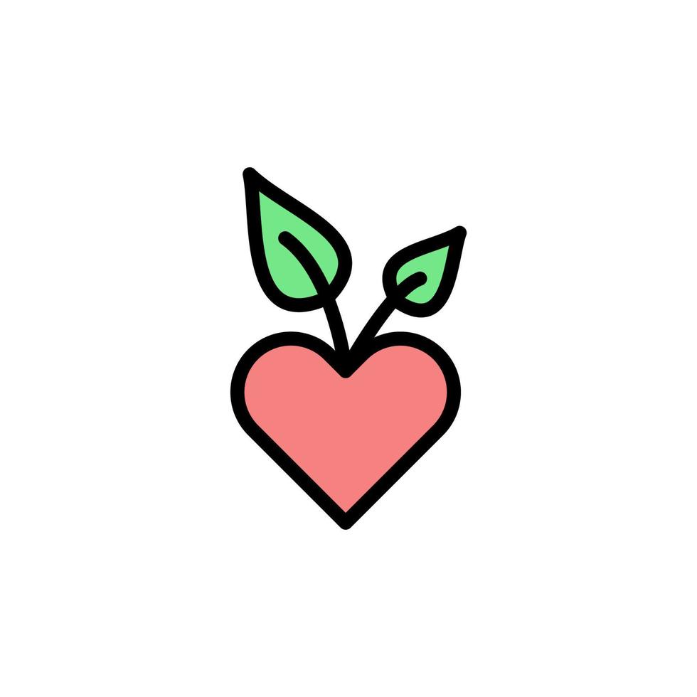 Heart love leaf vector icon