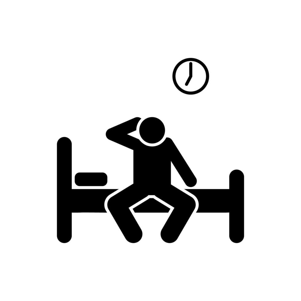 Man, wake up, bed, morning vector icon