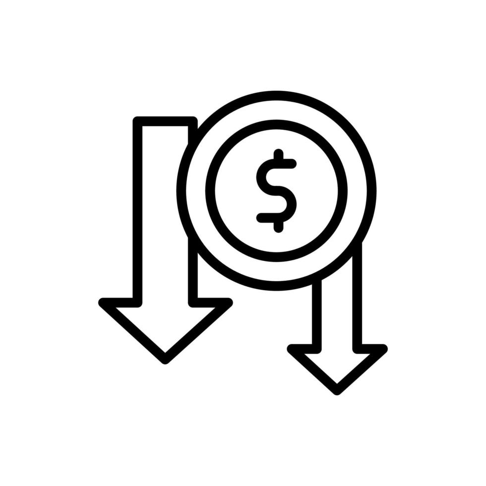 arrow down coin dollar vector icon