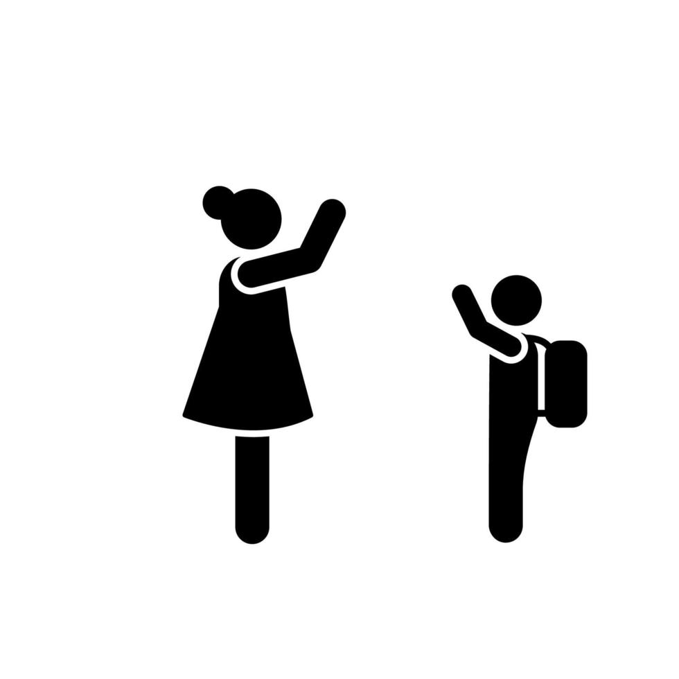 Mother, child, good bye, school vector icon