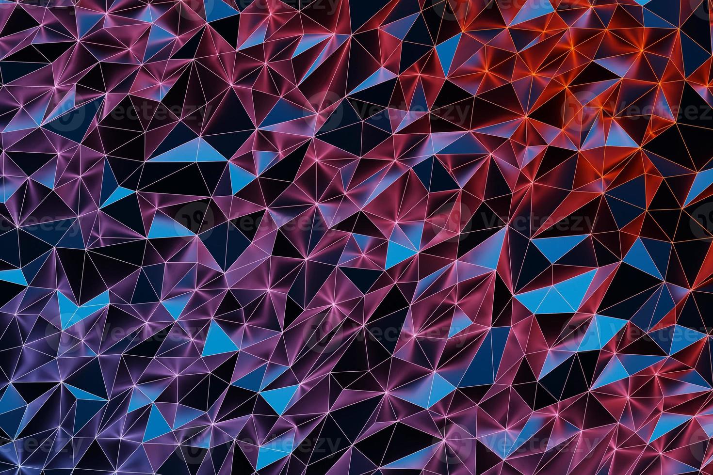 3d Illustration  rows of     blue and red triangles  .Geometric background,  pattern. photo