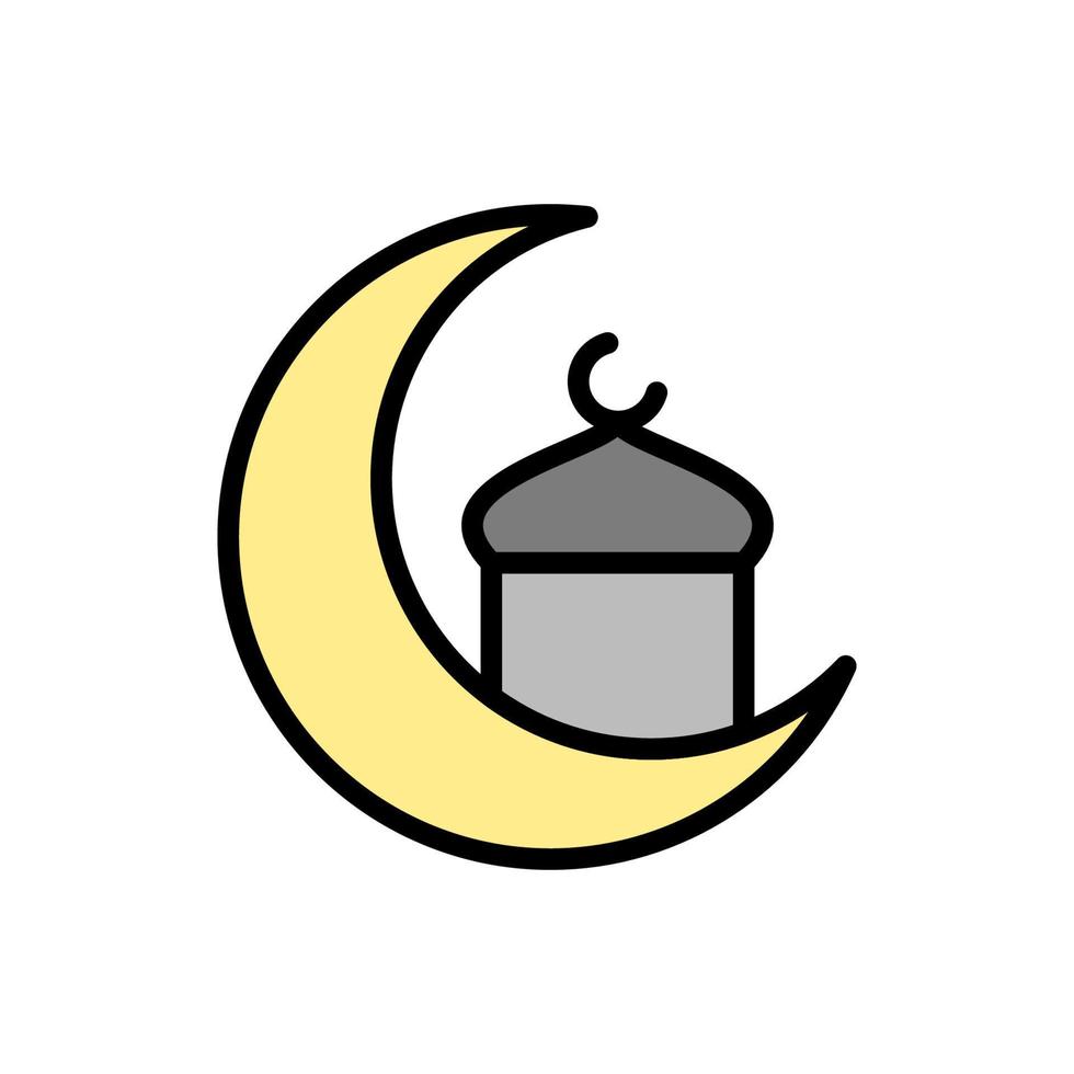 Luna mezquita Ramadán vector icono