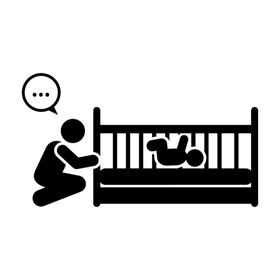 Sleep, baby, father, childcare vector icon