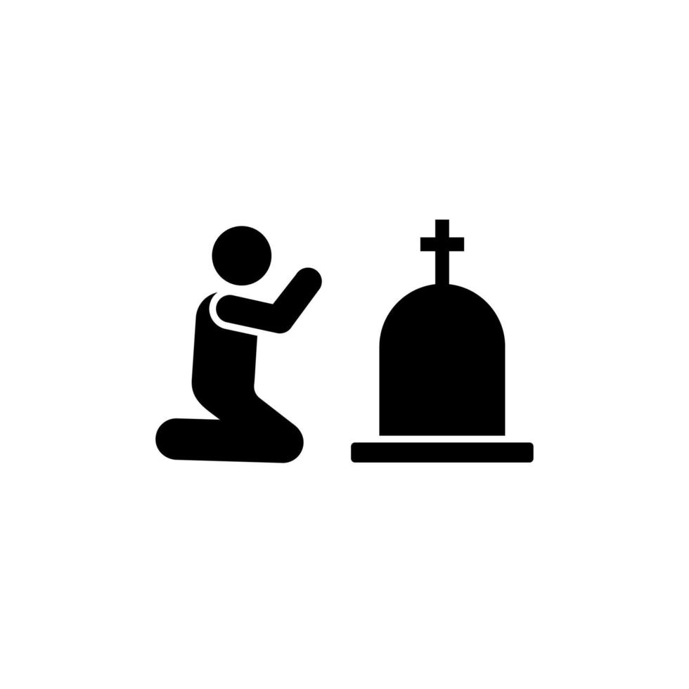 Man coffin burial weep sorrow vector icon