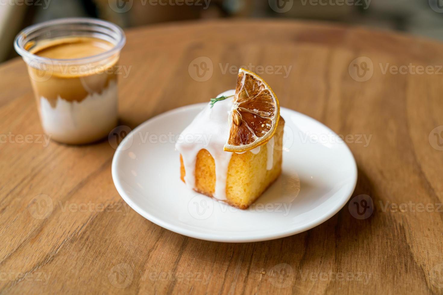 lemon pound cake on white plate photo