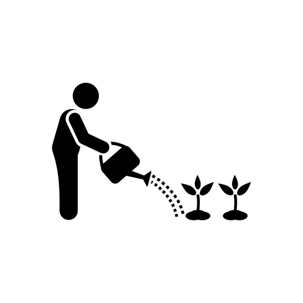 Gardener, flower, watering vector icon