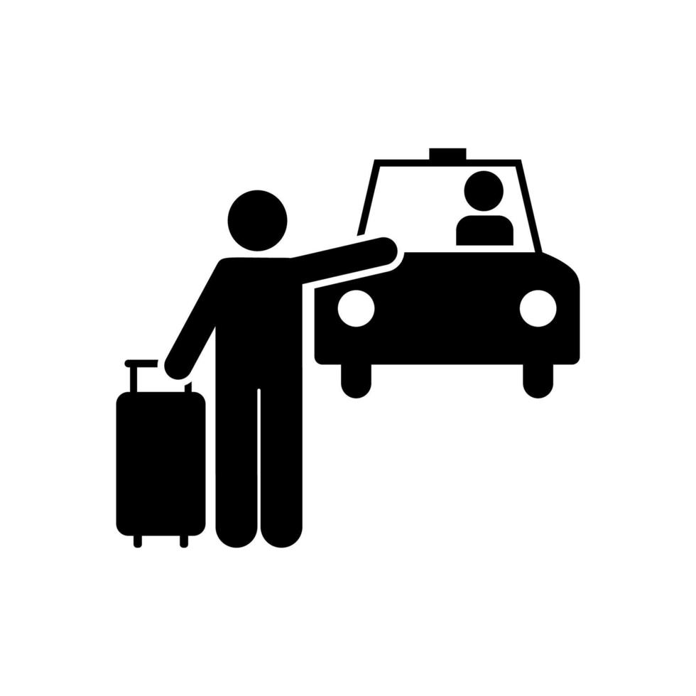 hombre, viajar, Taxi, hotel vector icono