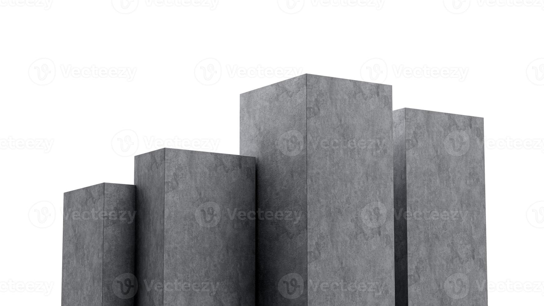 3d Four Grey Empty Concrete Podium Isolated On White Background, 3d illustration photo