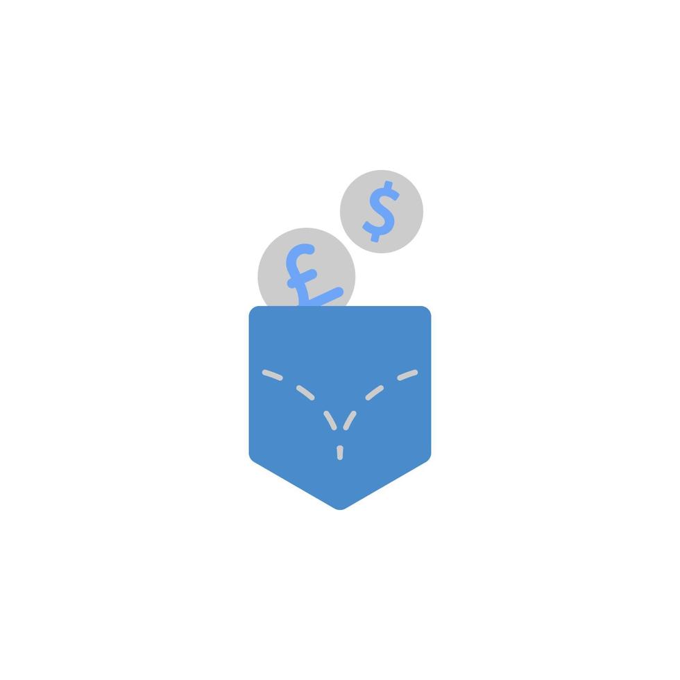 Cash, commissions, money, pocket two color blue and gray vector icon