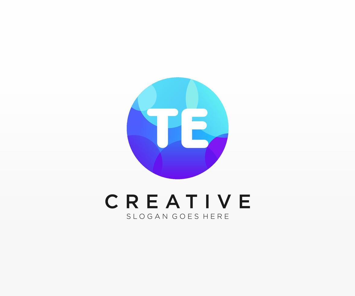 TE initial logo With Colorful Circle template vector. vector