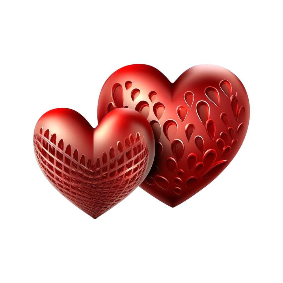 Valentines Day 3d Stereo Love Red Hearts png