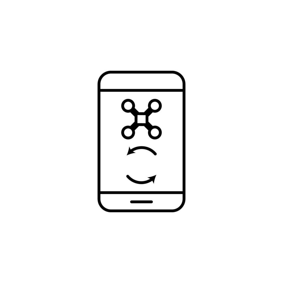 synchronization of the drone with the phone field outline vector icon