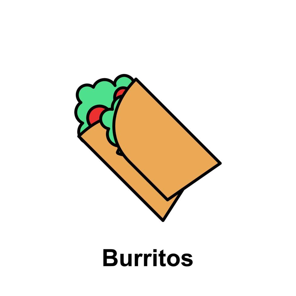 burritos, comida vector icono