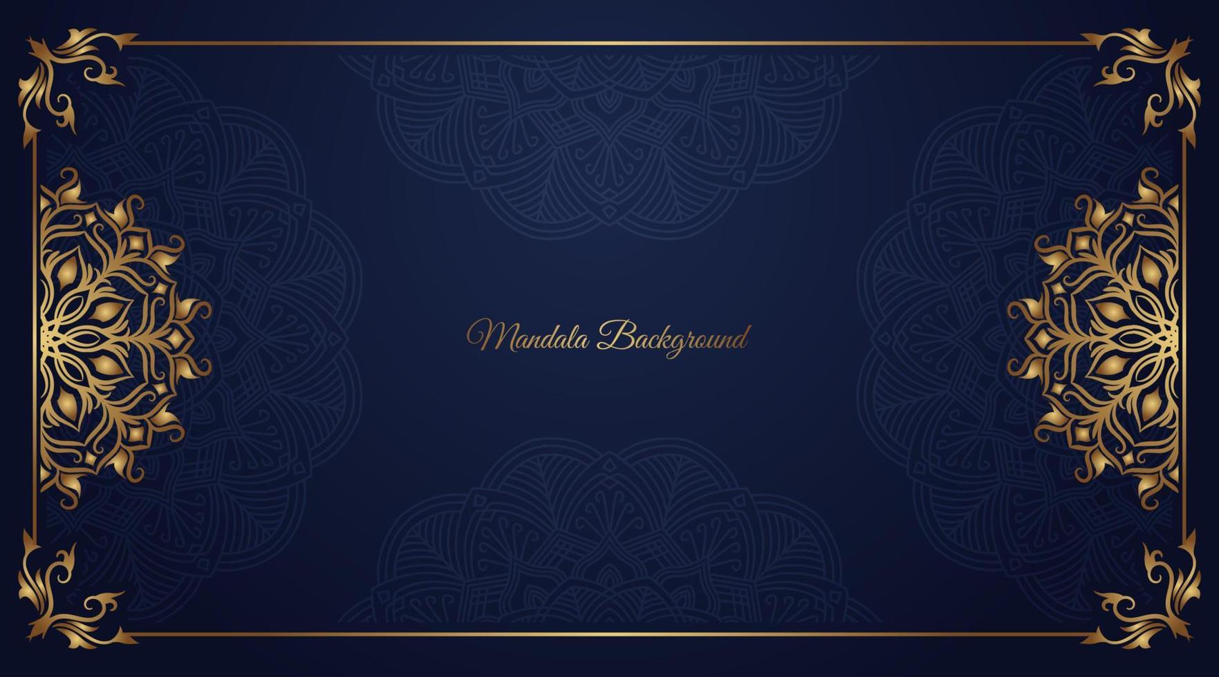 luxury mandala background, blue and gold, design vector