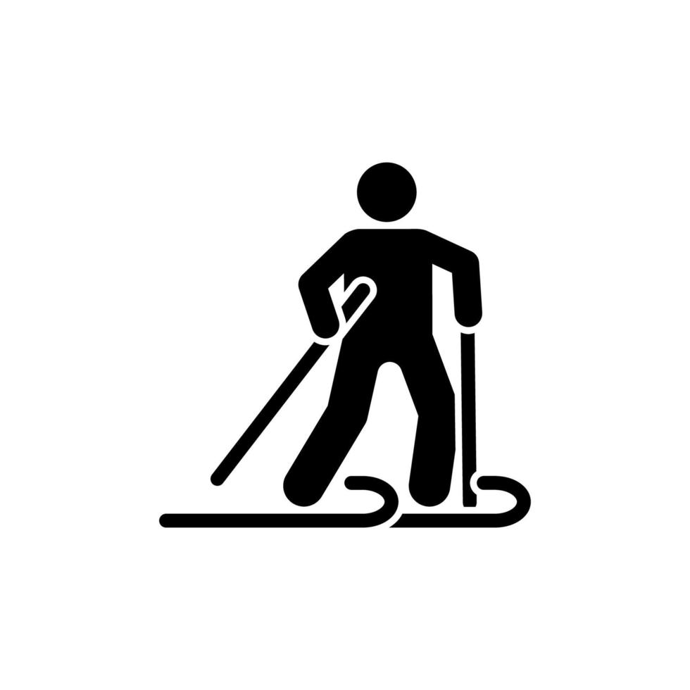 Man ski snow adventure vector icon