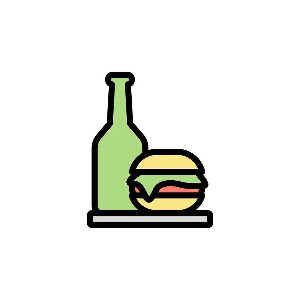 cerveza botella, hamburguesa vector icono