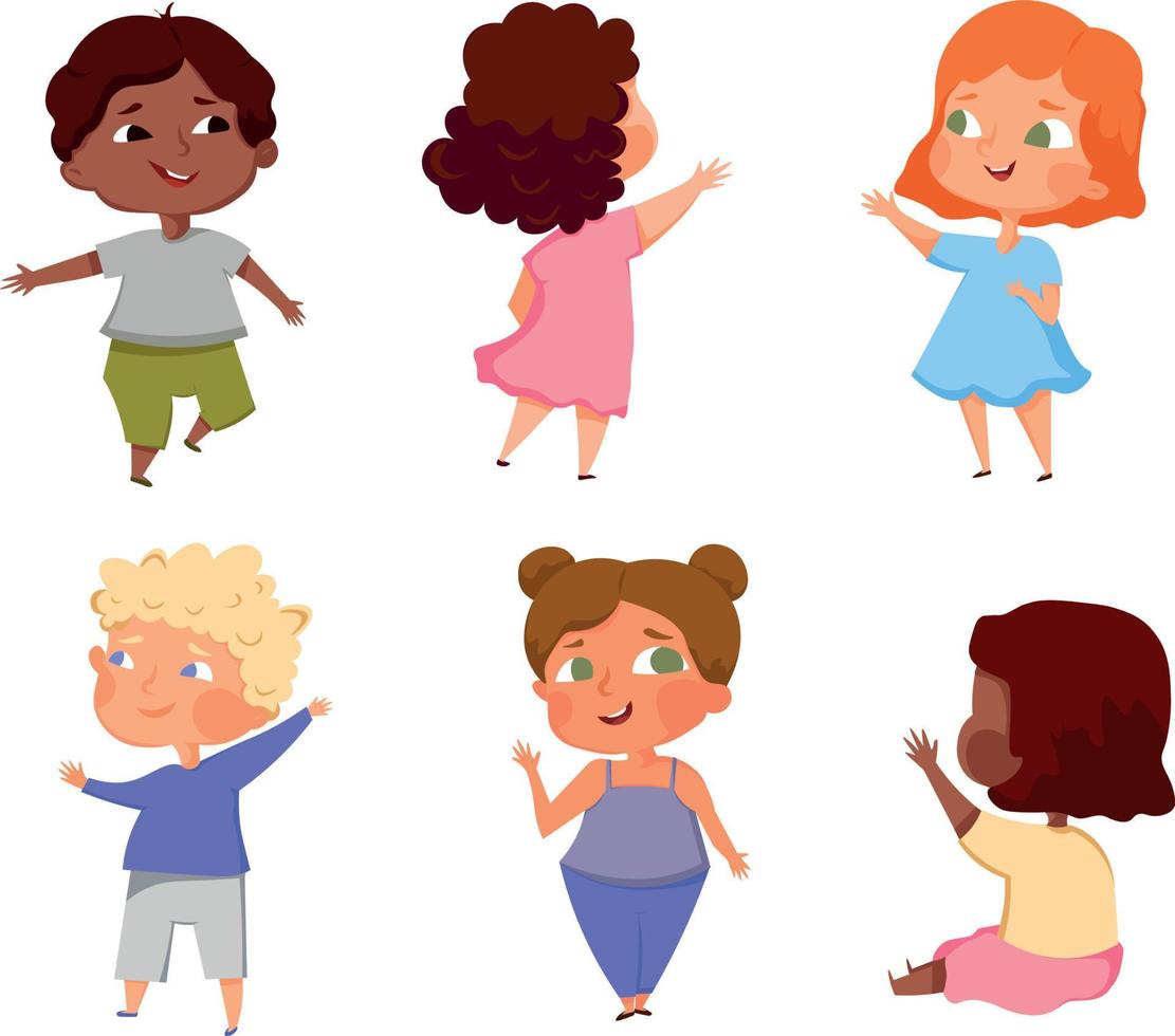 a set of illustrations of different types of children vector