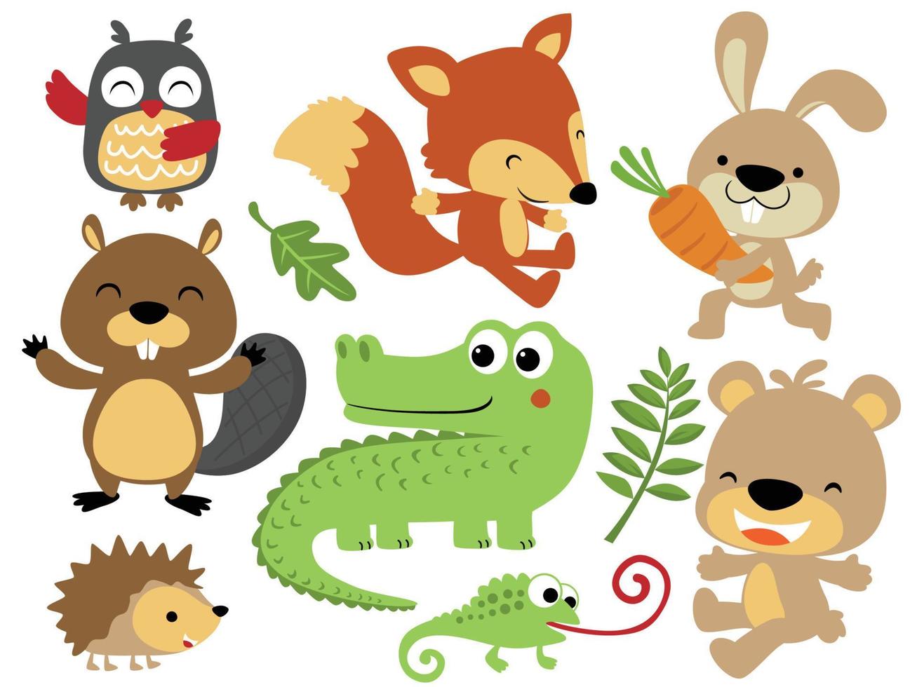 vector set of cute animals cartoon in different activity