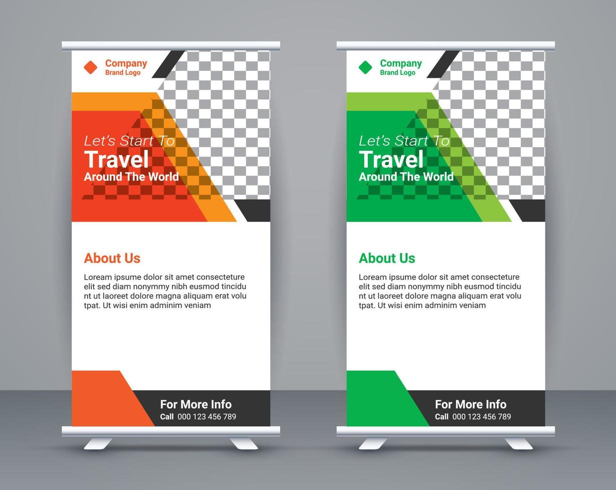 Roll up banner template  and travel banner design  free vector