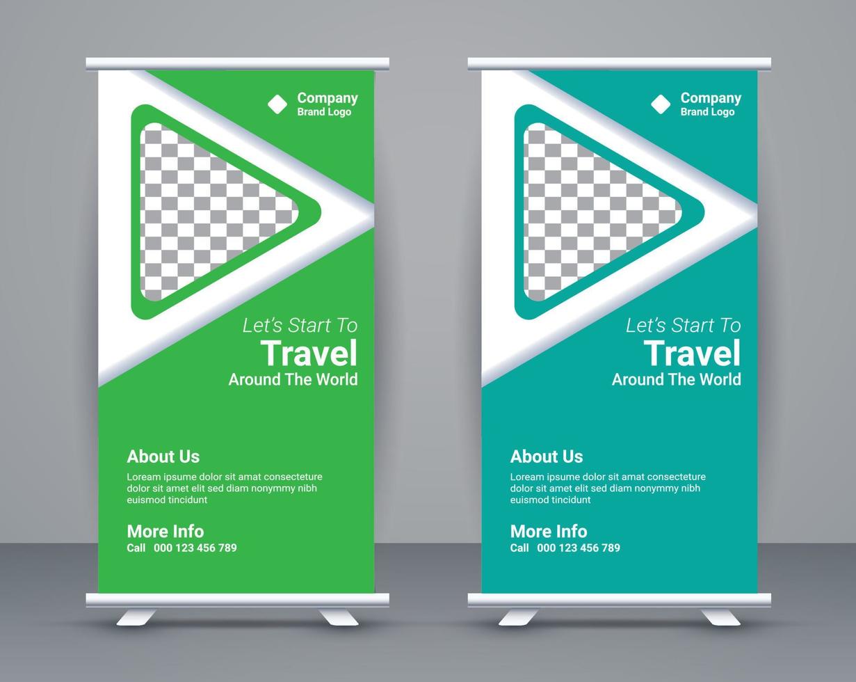 Roll up banner template  and travel banner design  free vector