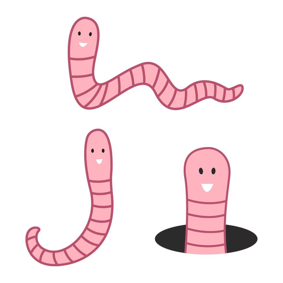 earthworm cute character cartoon vector illustration