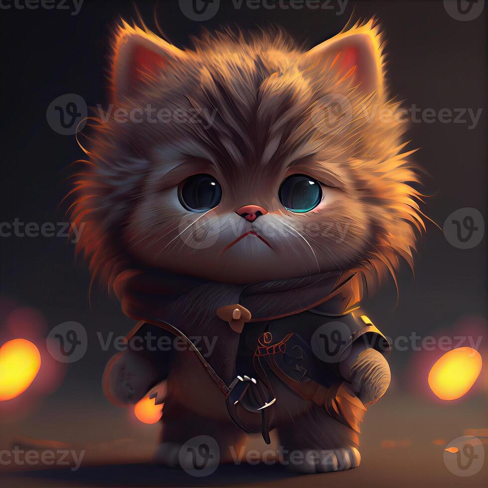 ilustración de linda bebé retratos de hermosa encantador mascotas. gato y cachorro. hermosa retrato de adorable mascotas. dibujos animados concepto generativo ai foto