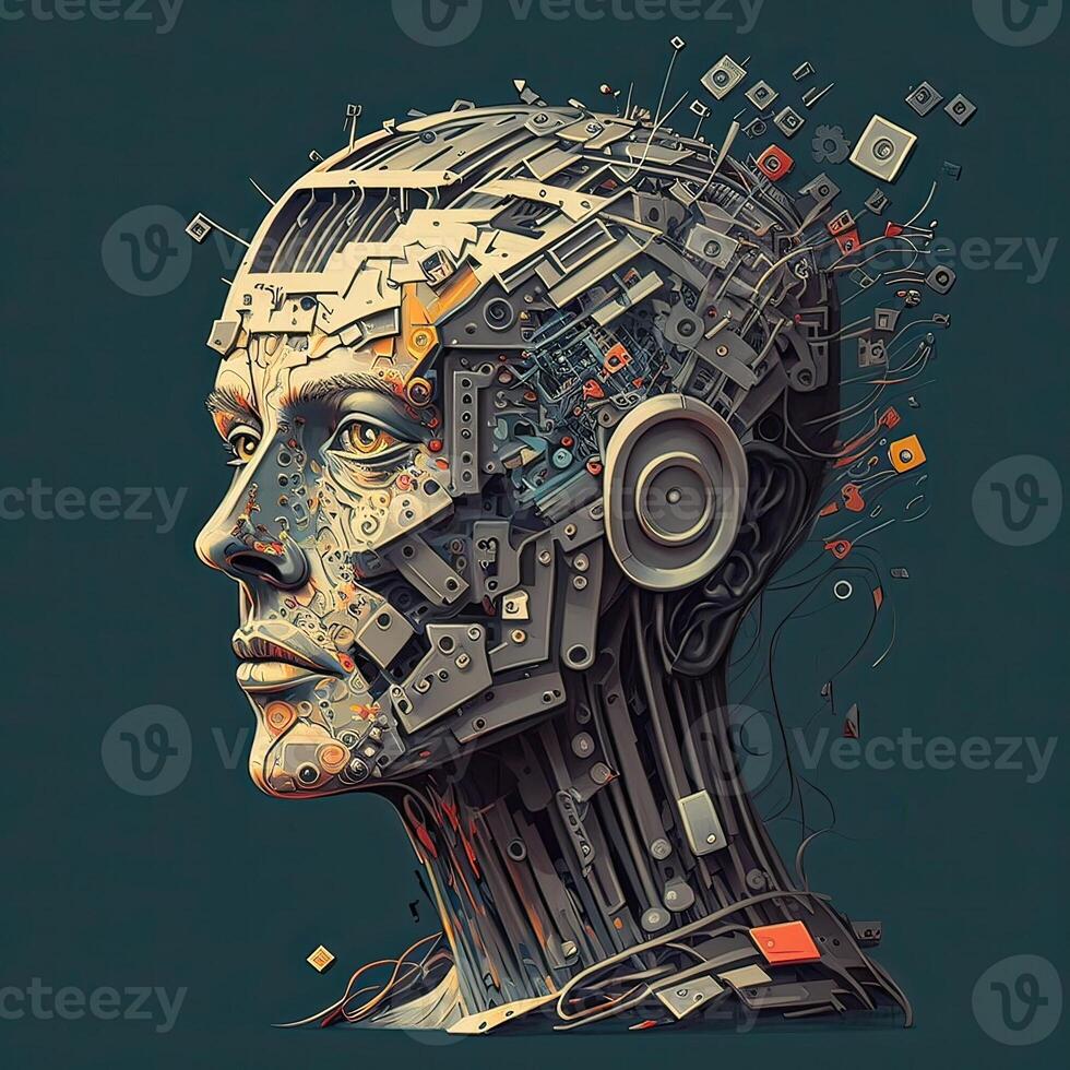artificial intelligence. advanced artificial intelligence for the future rise in technological singularity using deep learning algorithms. photo