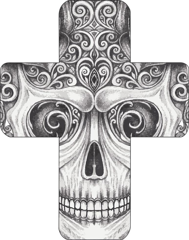 Art fancy vintage mix cross. Hand drawing and make graphic vector. vector