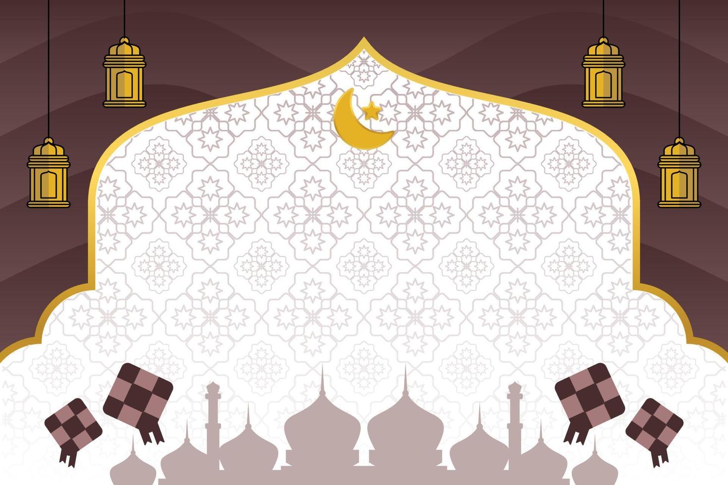 Editable Eid sale banner template. with diamond ornaments, moon, stars, lanterns and the silhouette of a mosque. Design for social media, poster, greeting card,web. Islamic vector illustration