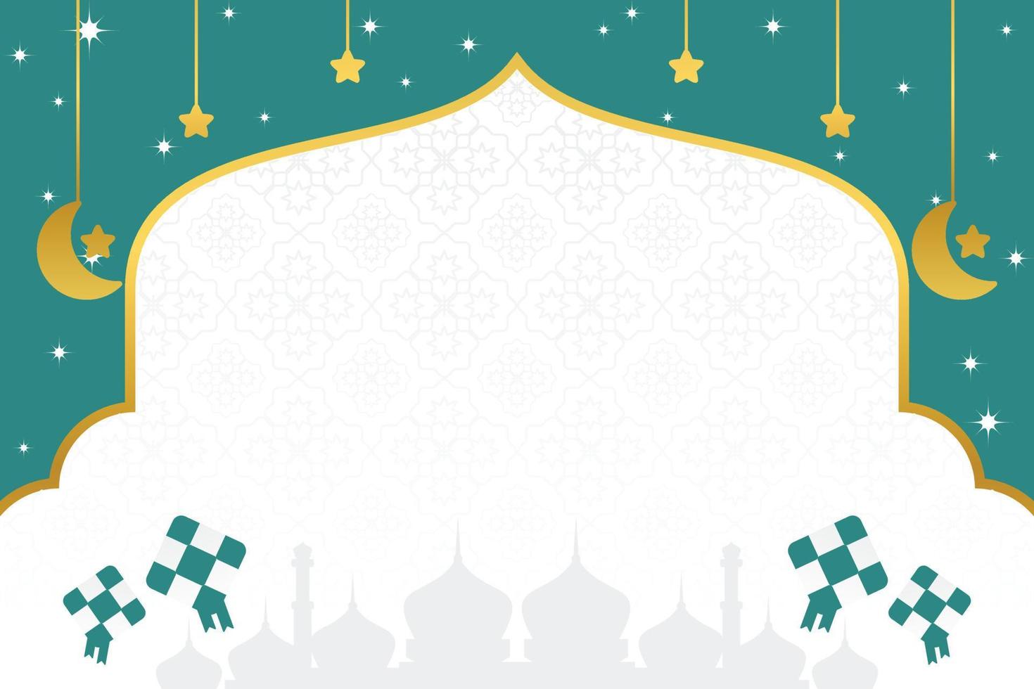 eid rebaja póster modelo con gratis espacio para texto. con mezquita silueta ornamento, luna, estrellas diseño para bandera, social medios de comunicación, saludo tarjeta. islámico vector ilustración