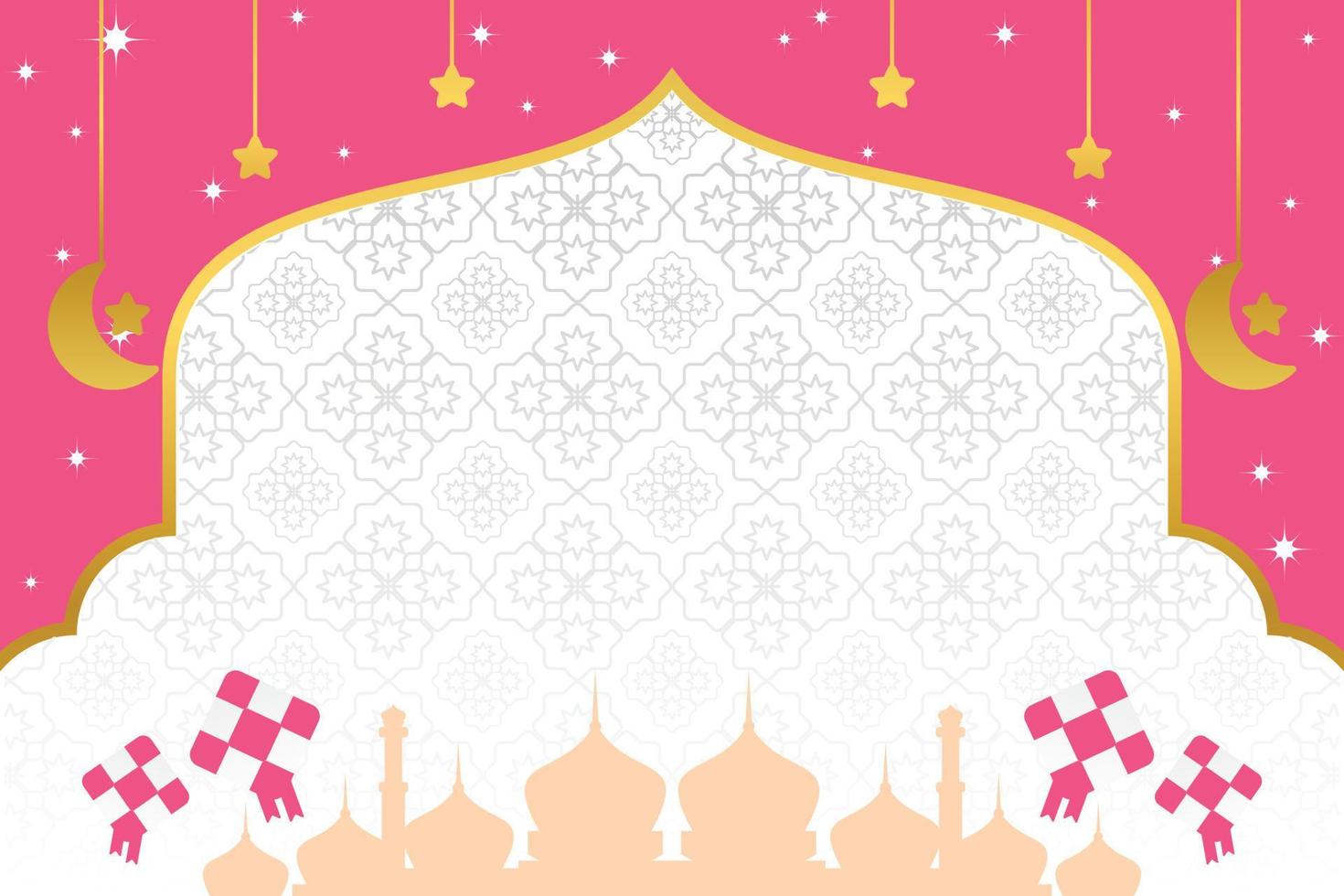 eid rebaja póster modelo con gratis espacio para texto. con mezquita silueta ornamento, luna, estrellas diseño para bandera, social medios de comunicación, saludo tarjeta. islámico vector ilustración