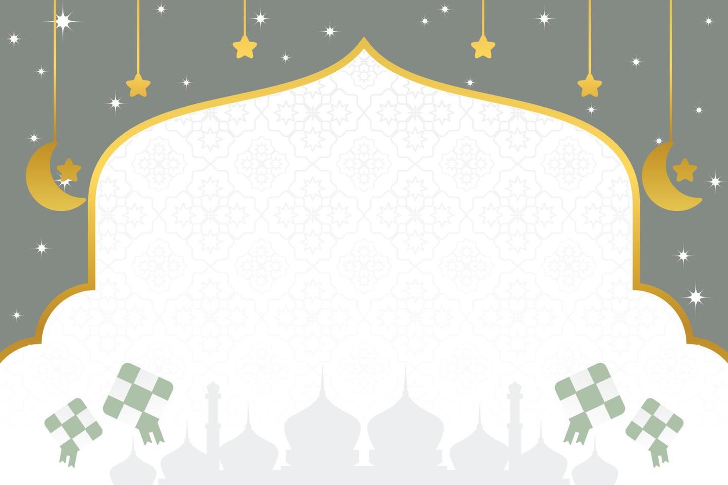 Eid sale poster template with free space for text. with mosque silhouette ornament, moon, stars design for banner, social media, greeting card. Islamic vector illustration