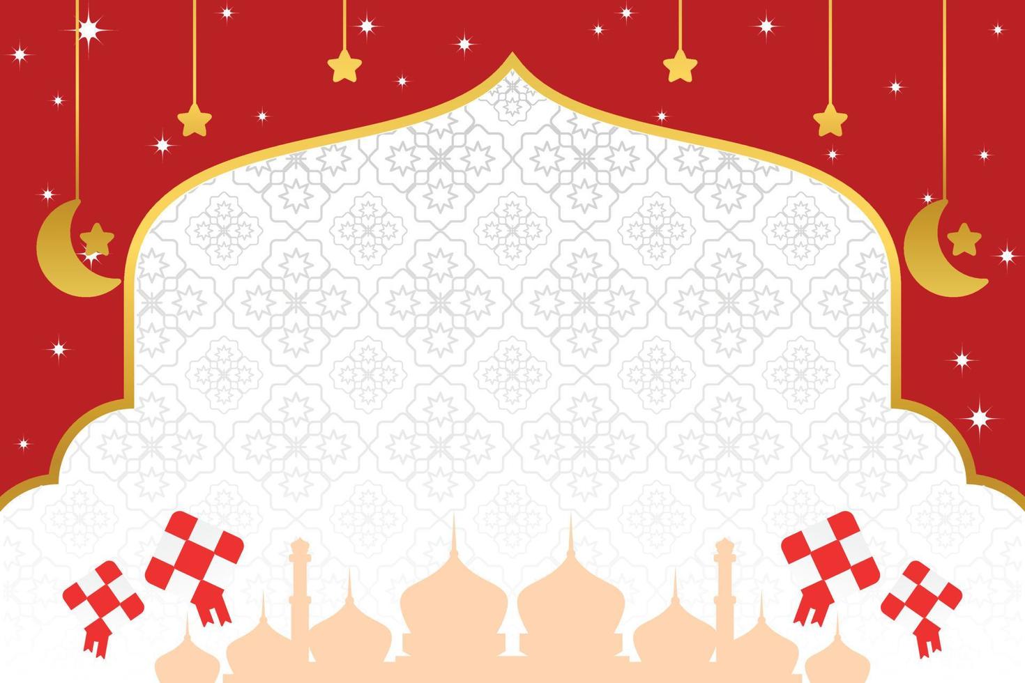 eid rebaja póster modelo con gratis espacio para texto. con mezquita silueta ornamento, luna, estrellas diseño para bandera, social medios de comunicación, saludo tarjeta. islámico vector ilustración