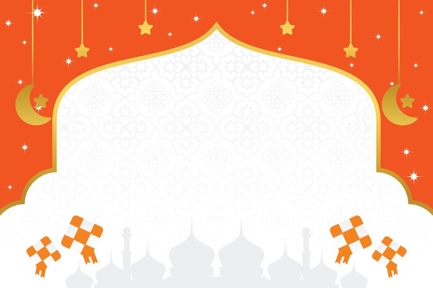 eid rebaja póster modelo con gratis espacio para texto. con mezquita silueta ornamento, luna, estrellas diseño para bandera, social medios de comunicación, saludo tarjeta. islámico vector ilustración