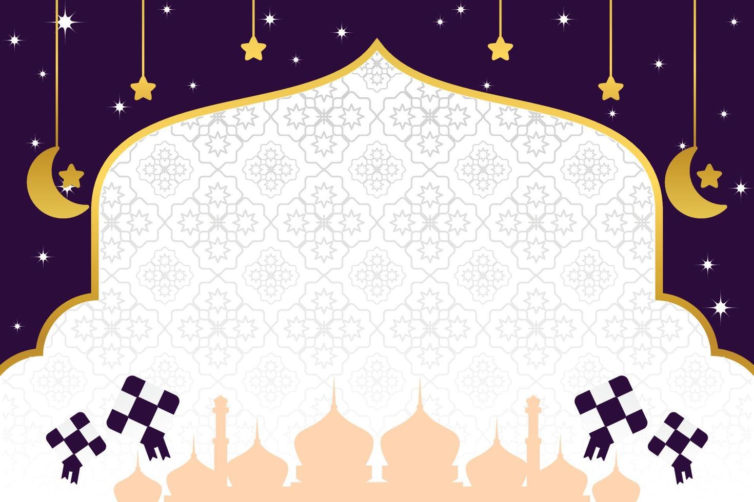 Eid sale poster template with free space for text. with mosque silhouette ornament, moon, stars design for banner, social media, greeting card. Islamic vector illustration