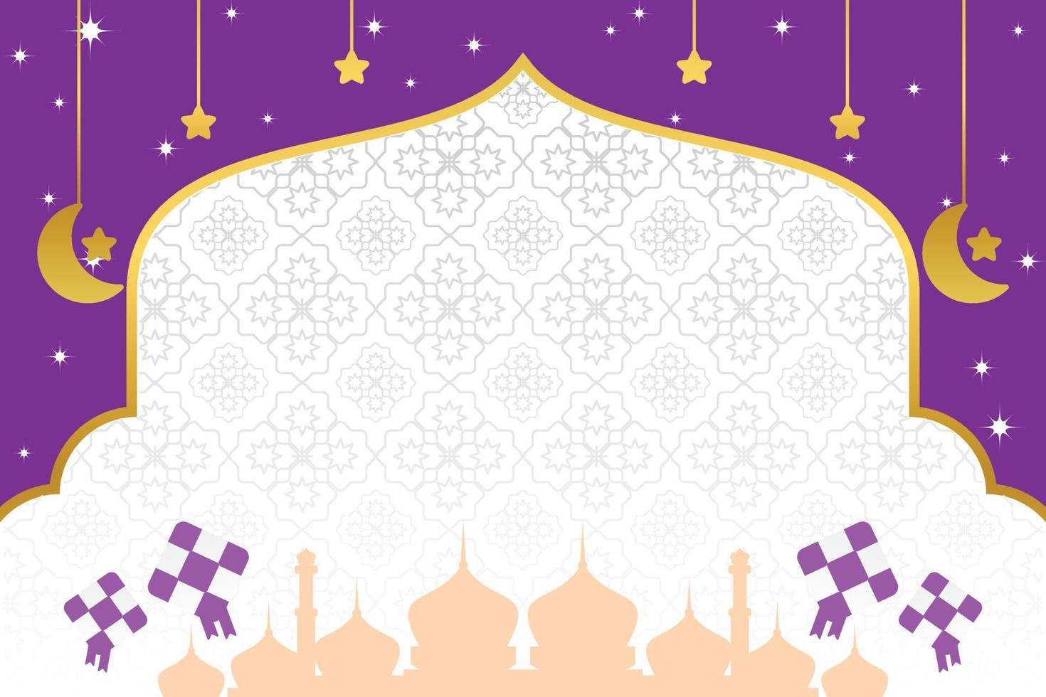 Eid sale poster template with free space for text. with mosque silhouette ornament, moon, stars design for banner, social media, greeting card. Islamic vector illustration