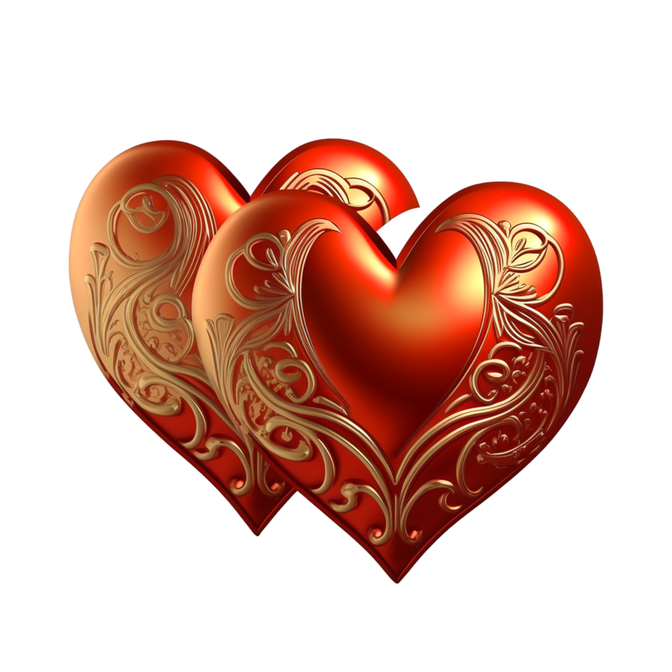 Valentines Day 3d Stereo Love Red Hearts png