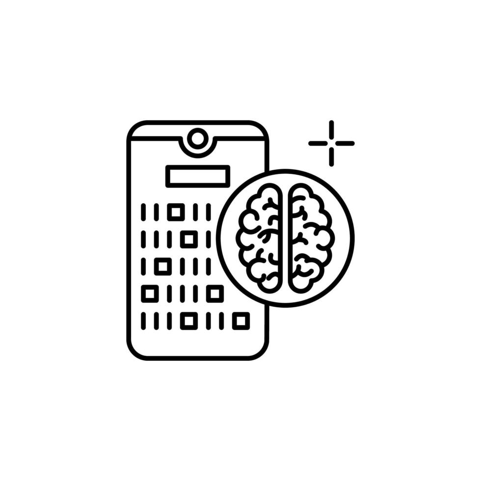 Smartphone brain code vector icon
