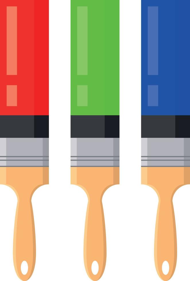 Vector Image Of Three Paintbrushes With Red, Green And Blue Paint