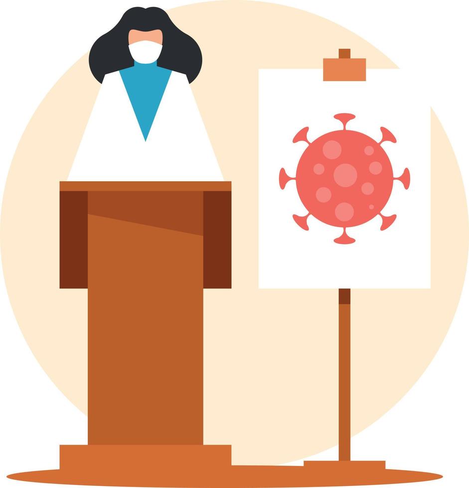 Vector Image Of A Health Official Holding A Lecture About Coronavirus