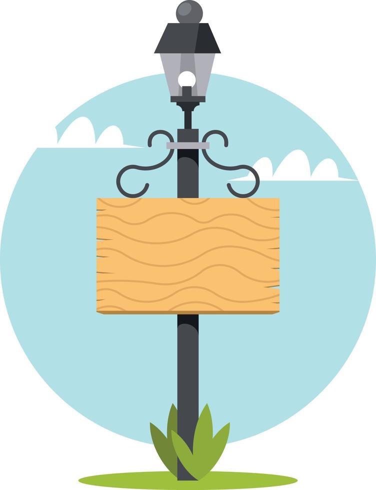Vector Image Of A Lantern With A Wooden Signpost