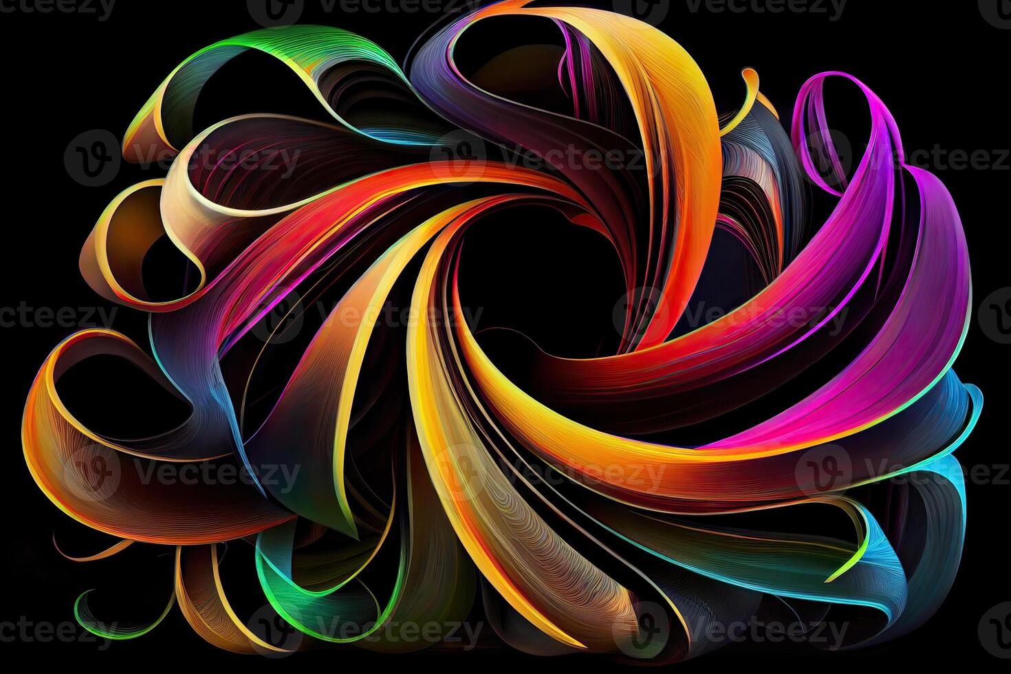 abstract artistic brush stroke, paint splash, modern dynamic lines, red purple blue splatter, colorful spectrum palette, loops, clip art isolated on black background. photo