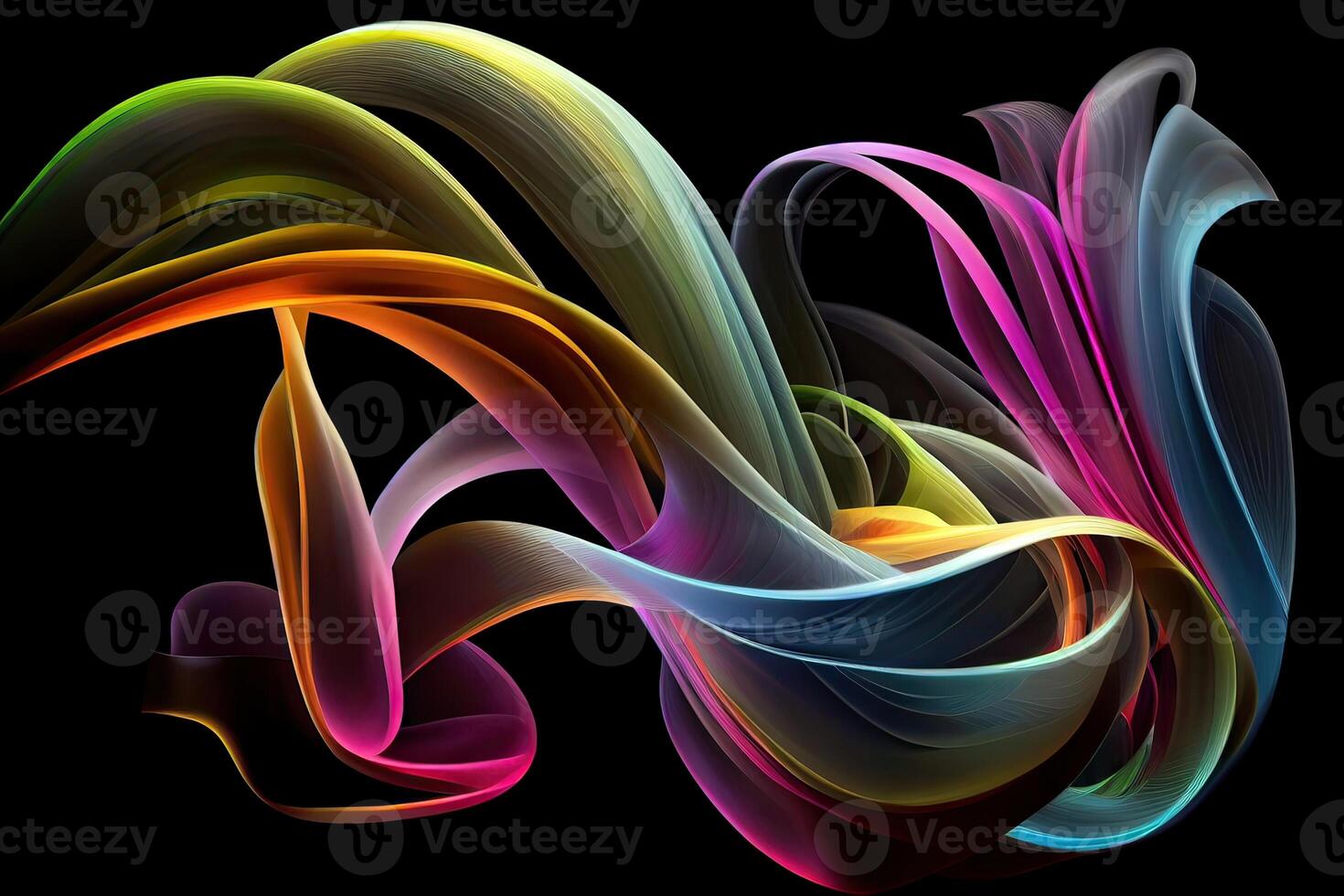 abstract artistic brush stroke, paint splash, modern dynamic lines, red purple blue splatter, colorful spectrum palette, loops, clip art isolated on black background. photo