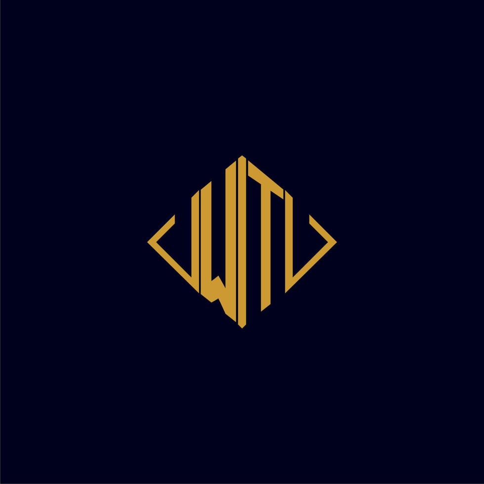 WT initial monogram square logo design ideas vector